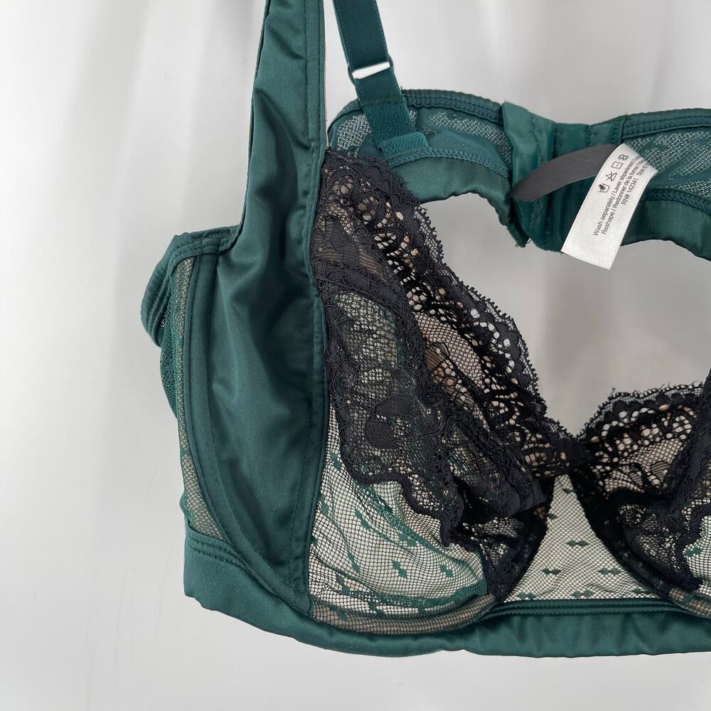 ADORE ME Bra Size 42C Teal Black Mesh Lace Curvy Adjustable Straps Intimates - Picture 9 of 15